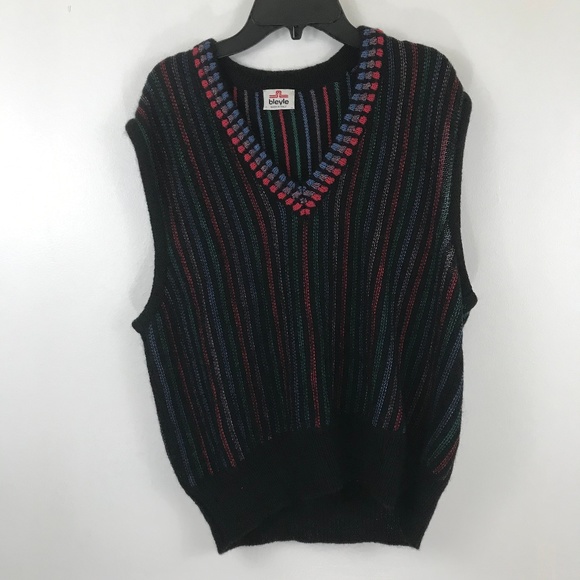 Vintage Sweaters - VTG bleyle Striped Sweater Vest Multicolor M